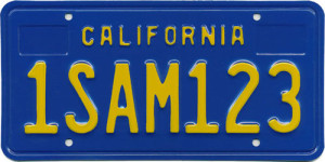 Vintage Black License Plate Blue