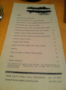 AltaEats Menu